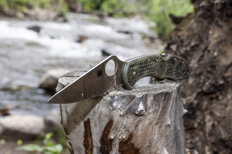 Spyderco Delica 4 Lightweight Signature Folding Knife with 2.90" Saber-Ground Blade and Foliage Green FRN Handle - CombinationEdge - C11PSFG