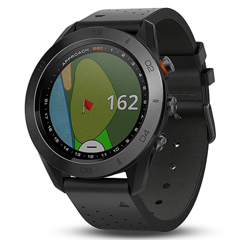Garmin Approach S60 GPS Golf Watch with black leather band
