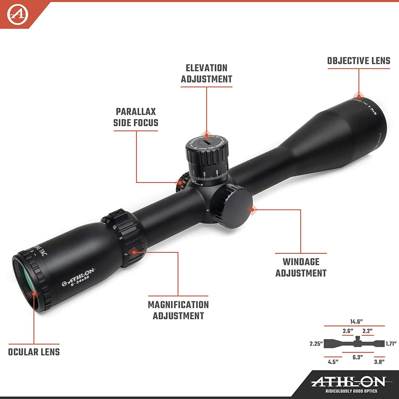 Athlon Optics Midas TAC 6-24x50, Direct Dial, Side Focus, 30mm Riflescope