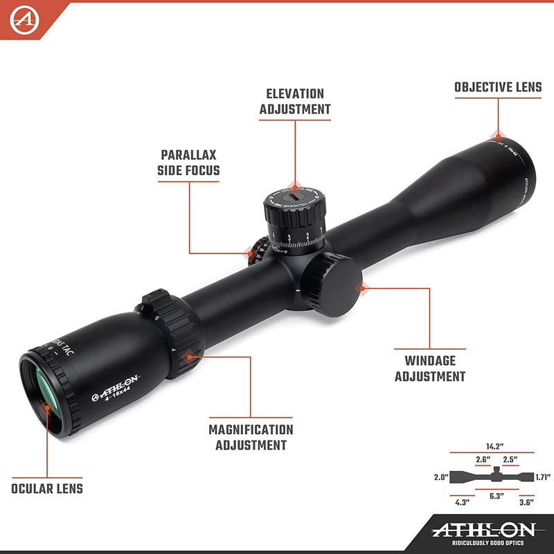 Athlon Optics Midas TAC 4-16x44, Direct Dial, Side Focus, 30mm, APRS2 FFP MIL Reticle with included Wearable4U Lens Cleaning Pen and Lens Cleaning Cloth Bundle