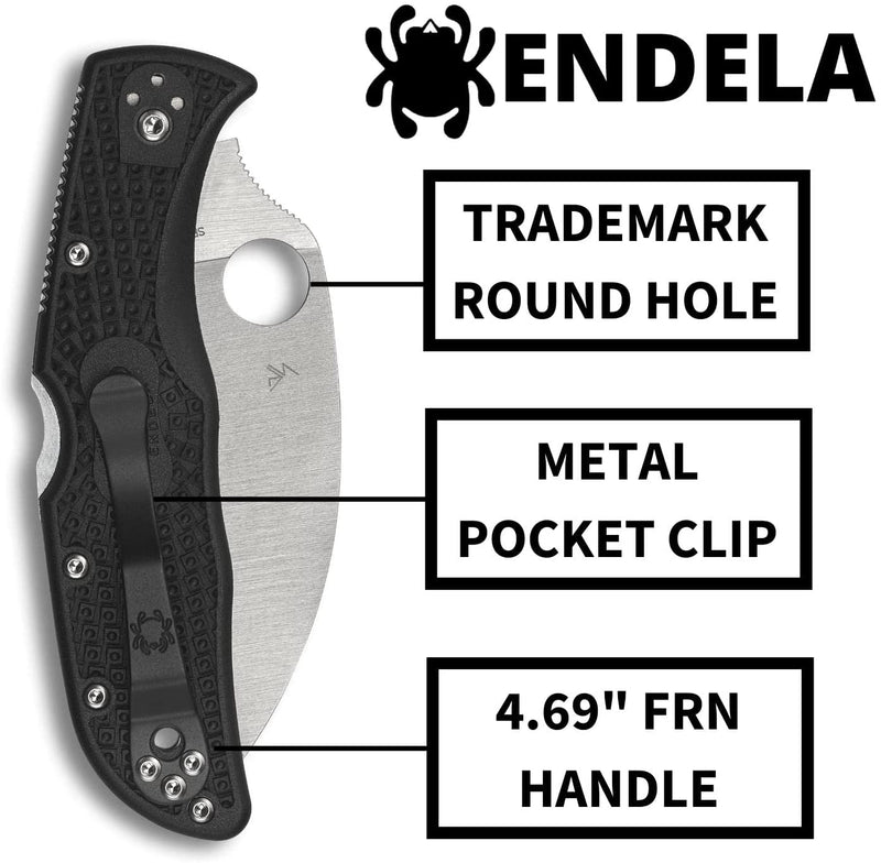 Spyderco Endela Signature Series Knife with Wharncliffe VG-10 Blade and Non-Slip Bi-Directional FRN Handle - C243