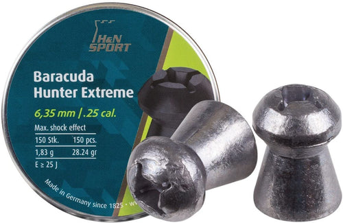 H&N Baracuda Hunter Extreme Airgun Pellets .25 Cal 28.24 Grains 150 Count