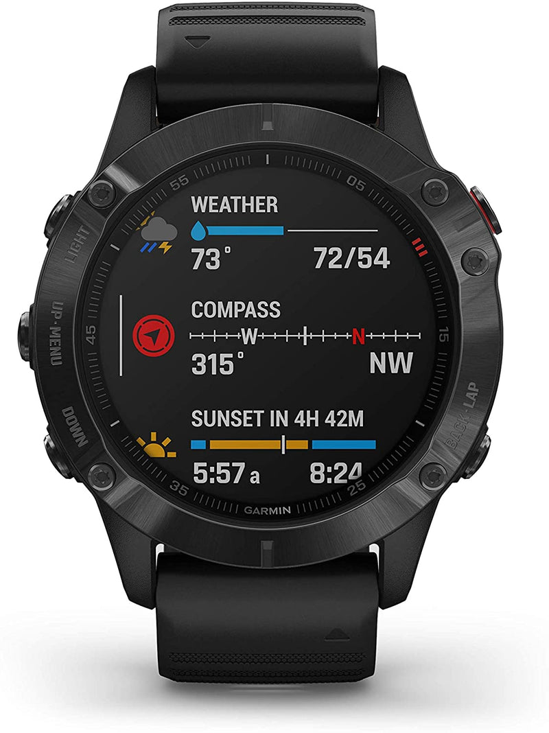 Garmin Fenix 6 Premium Multisport GPS Watch with Pulse Ox with Included Wearable4U Power Pack Bundle (PRO/Black with Black Band)