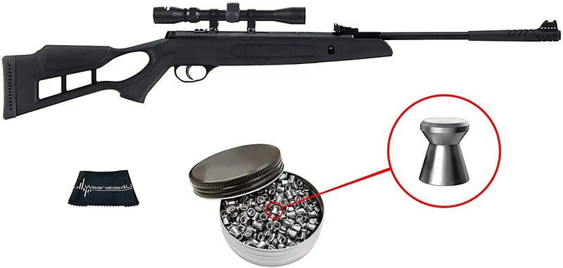 Hatsan Edge Spring Combo .22 Caliber Break-Barrel Air Rifle with Included 3-9X32 Scope and Pack of 250 Pellets Bundle (Pellets Caliber/Weight .22/12.96 Grains) and Wearable4U Cloth