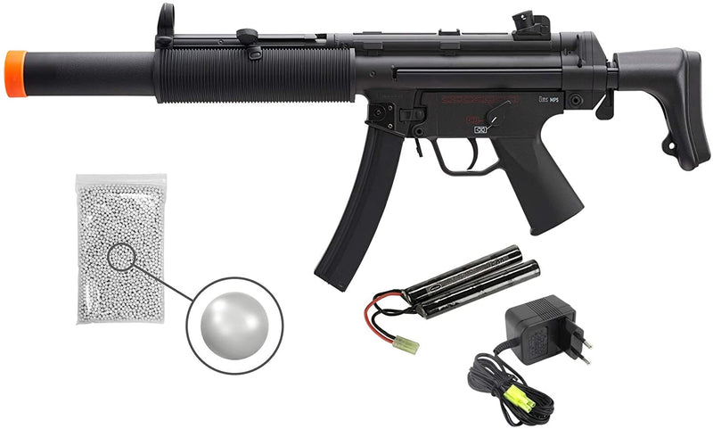 Umarex H&K Competition MP5 SD6 SMG AEG Rifle Airsoft Gun AEG w/2 mags with included 9.6V NimH 1600 mAh Battery and Charger and Wearable4U Pack of 1000 6mm 0.20g BBS Bundle