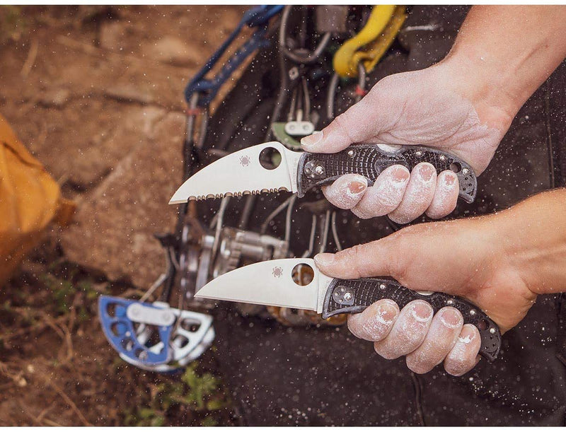 Spyderco RockJumper Lightweight PlainEdge Folding Knife with 3.08" VG-10 Steel Wharncliffe Blade and Black FRN Handle