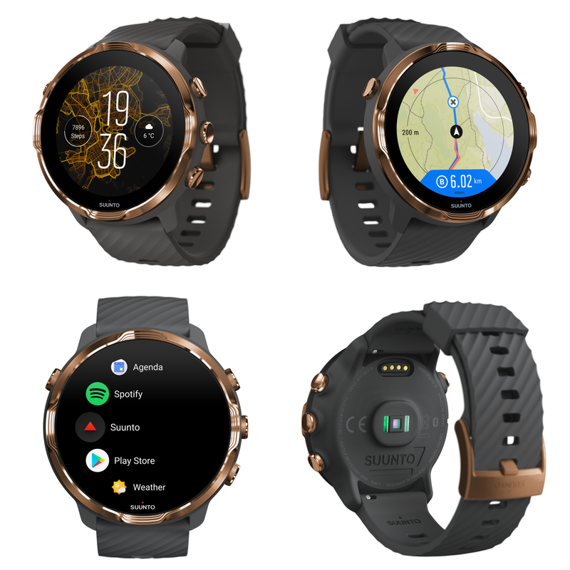 Suunto 7 Graphite Copper GPS Sports Smartwatch with Wearable4U Power Pack Bundle