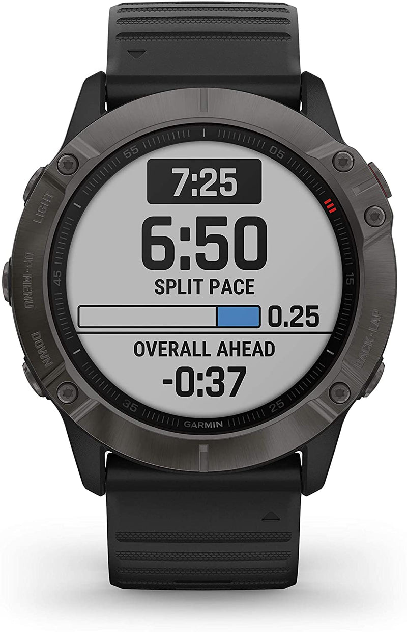 Garmin Fenix 6X Premium Multisport GPS Watches with Pulse OX, Routable Maps & Music and Power Pack Bundle (Sapphire, Carbon Gray DLC with Black Band)