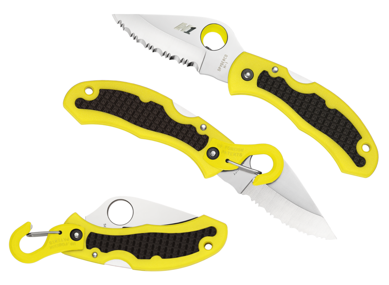 Spyderco Snap-It Salt SpyderEdge Folding Knife with Black/Yellow Lightweight FRN Handle