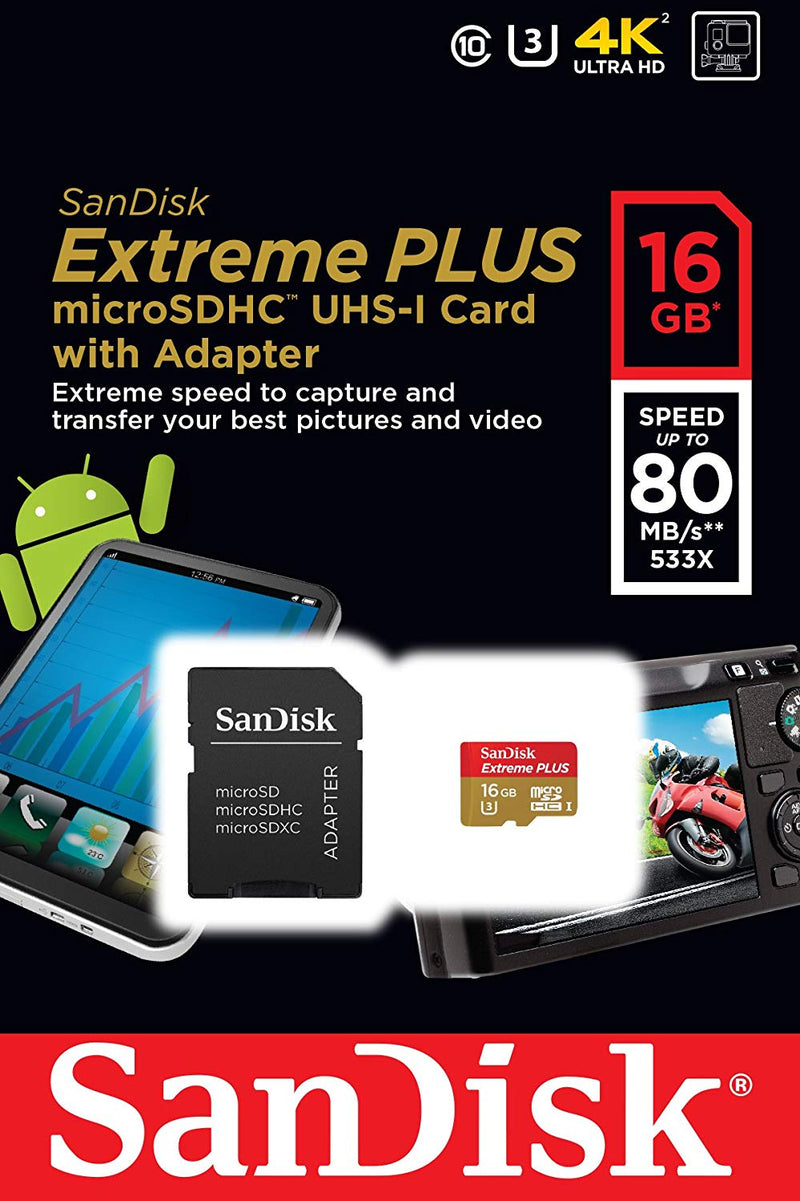 SanDisk Extreme 16 GB microSDHC Class 10/UHS-III1 Pack
