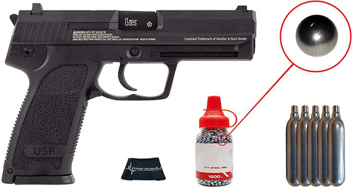 Umarex Heckler and Koch USP .177 Caliber CO2 Steel BB Blowback Pistol with included CO2 12 Gram Tanks (5 Pack) and Pack of 1500 Precision Steel BBs