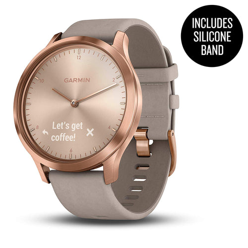 Garmin vívomove HR, Hybrid Smartwatch for Men and Women, Rose Gold with Gray Suede Band