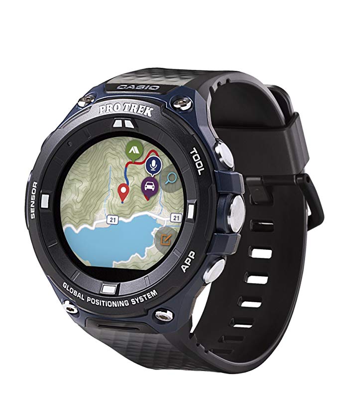 Casio Men's "Pro Trek" Outdoor GPS Resin Sports Watch, Color: Black & Indigo Blue (Model WSD-F20A-BUAAU)