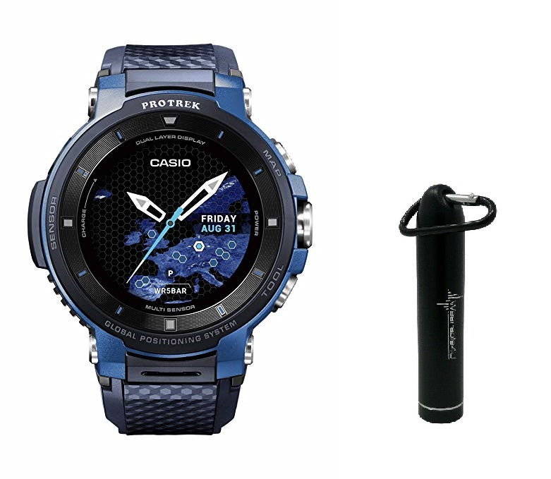 Casio Pro Trek WSD-F30 Outdoor GPS Touchscreen Smartwatch with Included Wearable4U Mobile Power Bank 2200mAh Bundle