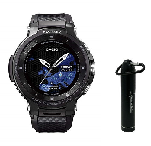 Casio Pro Trek WSD-F30 Outdoor GPS Touchscreen Smartwatch with Included Wearable4U Mobile Power Bank 2200mAh Bundle