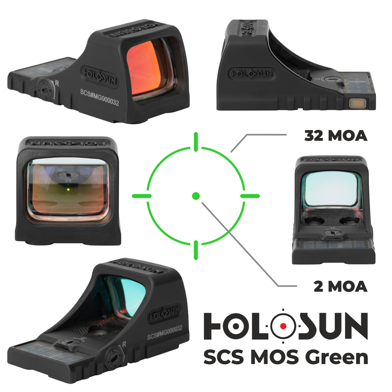 Holosun SCS-M-GR Green Multi-Reticle 2MOA & 32MOA Circle Dot Reflex Sight with Free Hat Bundle