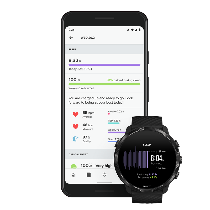 SUUNTO 7 Black GPS Smartwatch with Versatile Sports Experience with Wearable4U EarBuds Power Bundle