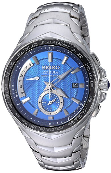 Seiko Men's Radio Sync Solar Coutura Silvertone Watch