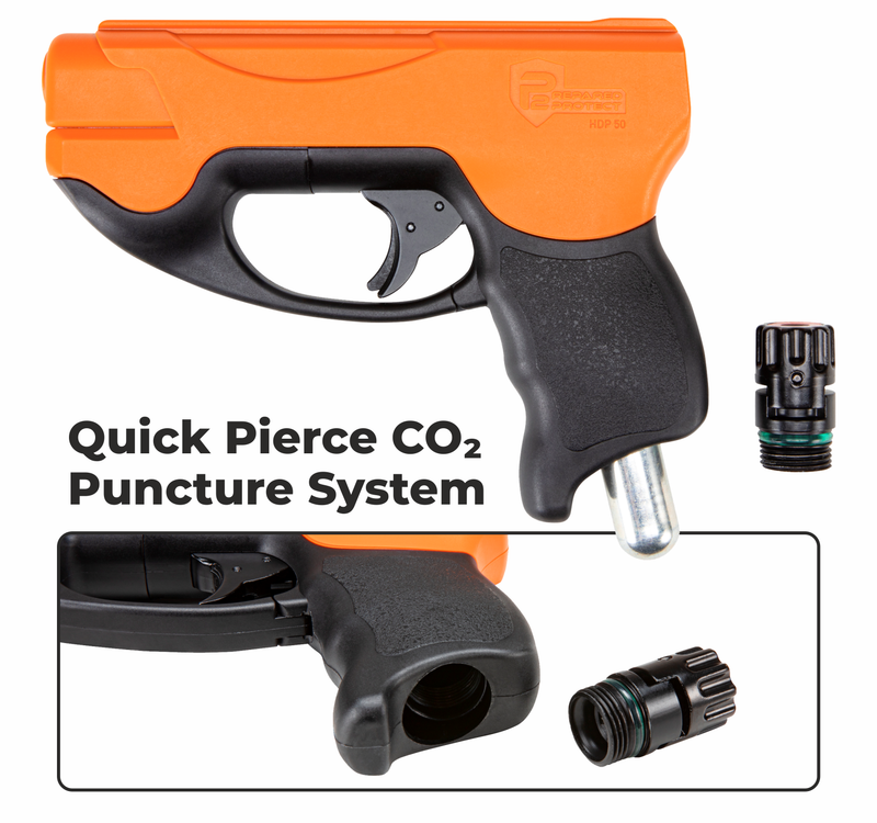 Umarex T4E by P2P HDP Compact .50 Caliber CO2 Pepper Round Pistol (2292304) with Pepper Balls and Rubber Balls and 3x CO2 Tanks or Powder Balls Bundle