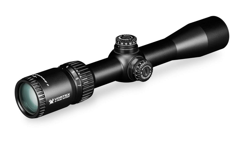 Vortex Optics Crossfire II 2-7x32 Scout, SFP, 1-inch Tube Riflescope V-Plex Reticle with Free Hat and Vortex Optics Rings Bundle