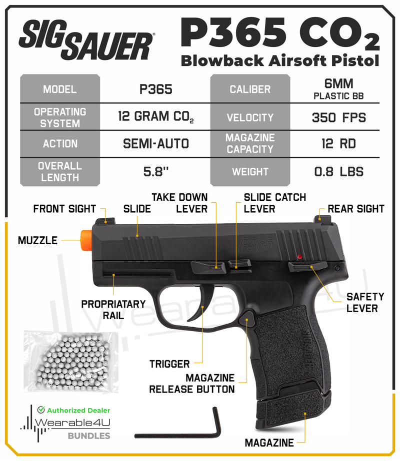 Sig Sauer P365 CO2 Blowback Airsoft Pistol (AIR-PF-365)