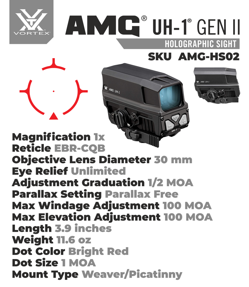 Vortex Optics AMG UH-1 Gen II Holographic Sight with Free Hat Bundle