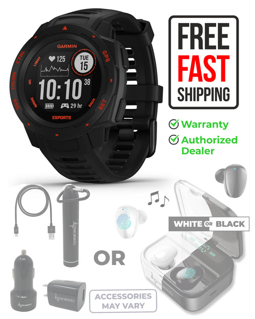 Garmin Instinct Esports Edition, Black Lava GPS Smartwatch for Esports Athletes with Included Wearable4U Bundle