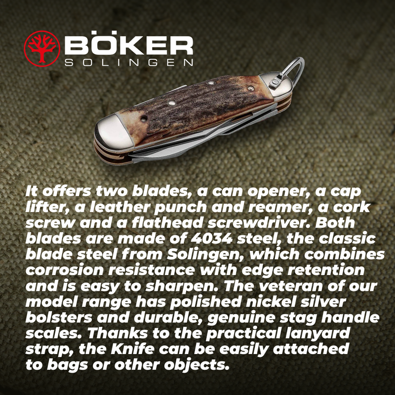 Boker Boxer Camp Pocket Knife Stag with 2.5 in. Blade