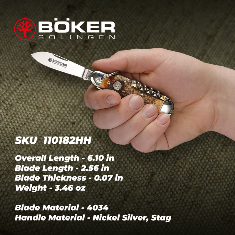 Boker Boxer Camp Pocket Knife Stag with 2.5 in. Blade