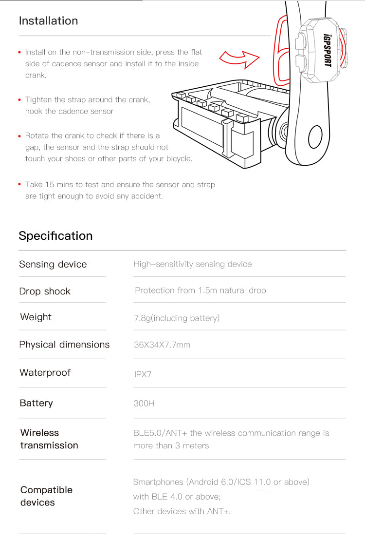 iGPSPORT CAD70 Dual Module Cadence Sensor