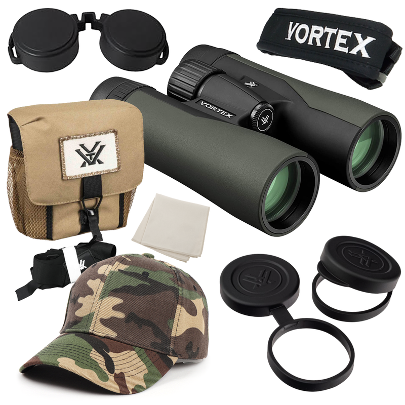 Vortex Optics Crossfire HD 8x42 Green Binocular with Free Hat Bundle