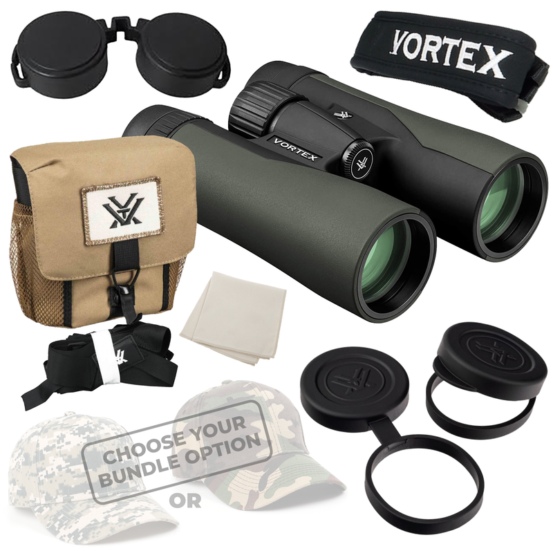 Vortex Optics Crossfire HD 10x50 Green Binocular with Free Hat Bundle