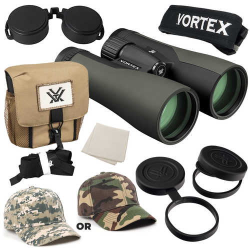 Vortex Optics Crossfire HD 12x50 Green Binocular CF-4314 with Free Hat Bundle