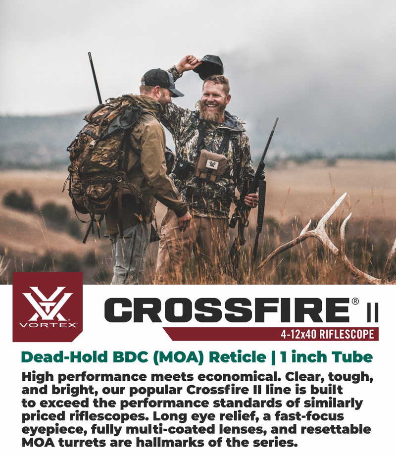 Vortex Optics Crossfire II 4-12X40 AO 1-inch Tube Riflescope Dead-Hold BDC (MOA) Reticle with Wearable4U Bundle