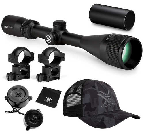 Vortex Optics Crossfire II 4-12x50 AO Dead-Hold BDC (MOA) Reticle, 1 inch Tube Riflescope with Vortex Optics Free Hat, Black Camo Bundle