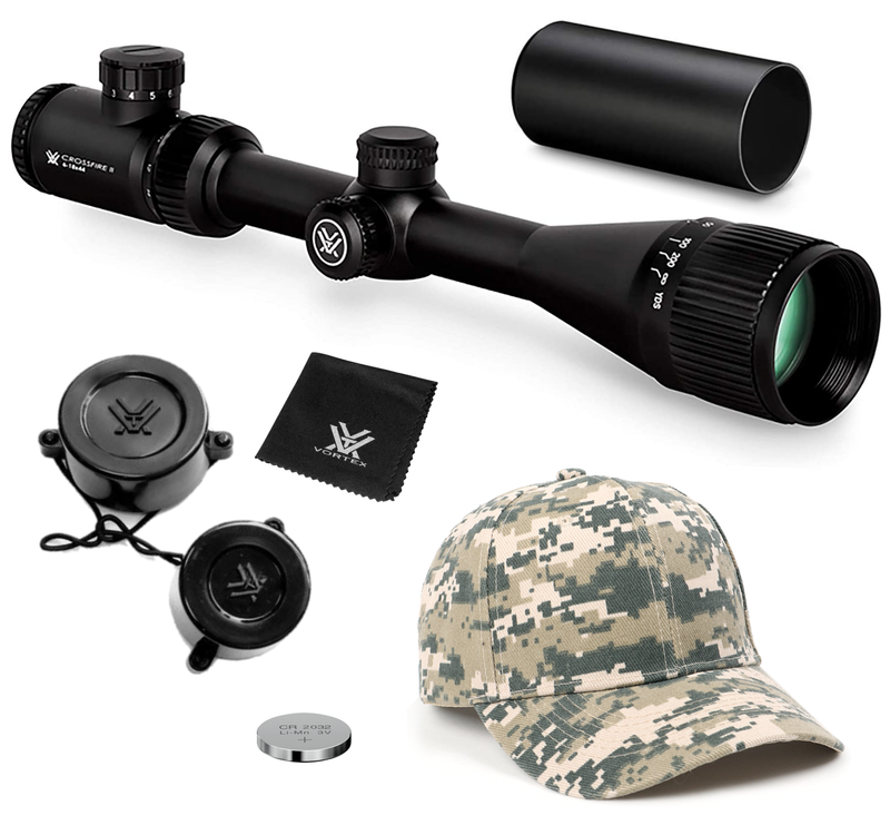 Vortex Optics Crossfire II 6-18X44 AO Riflescope V-Brite (MOA) Reticle, 1 inch Tube with Hat