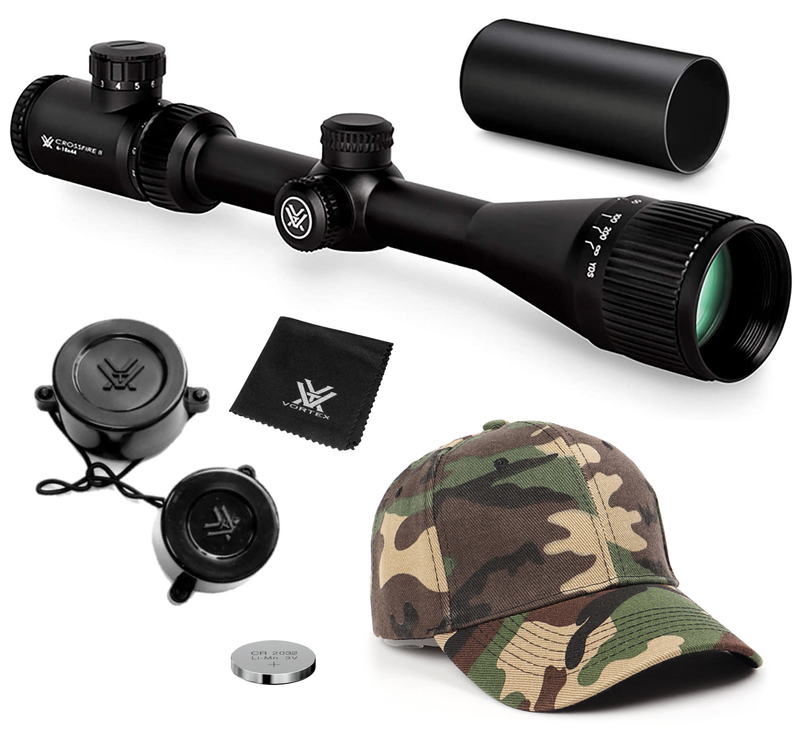 Vortex Optics Crossfire II 6-18X44 AO Riflescope V-Brite (MOA) Reticle, 1 inch Tube with Hat