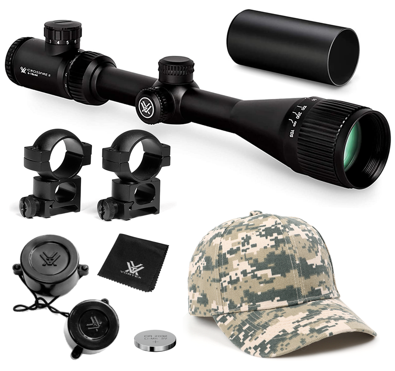 Vortex Optics Crossfire II 6-18X44 AO Riflescope V-Brite (MOA) Reticle, 1 inch Tube with Hat