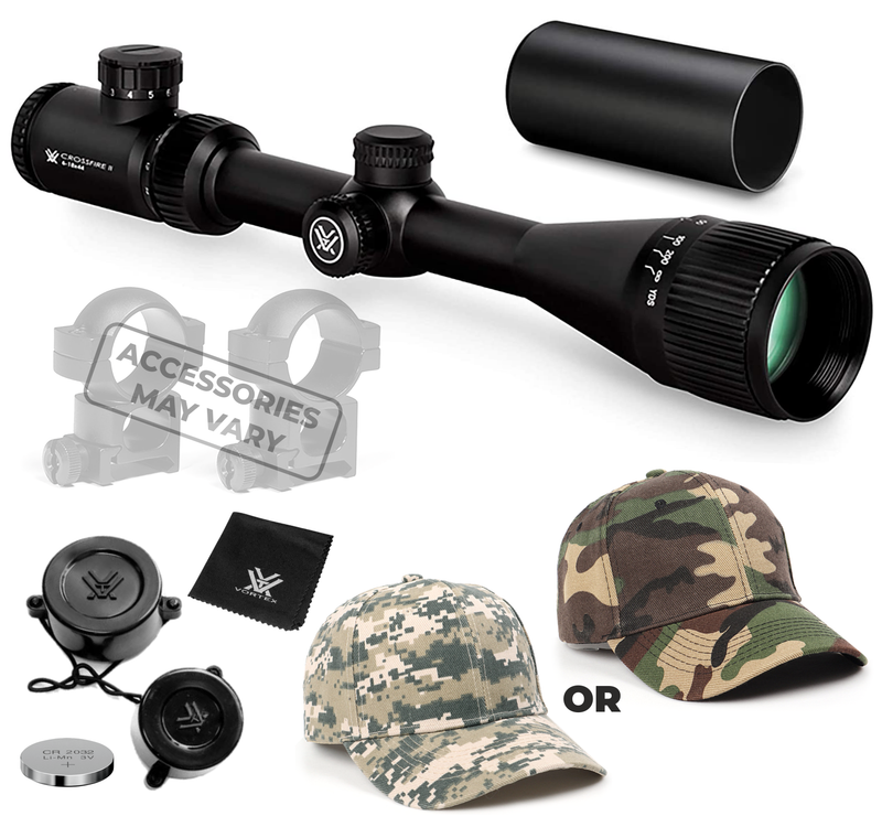 Vortex Optics Crossfire II 6-18X44 AO Riflescope V-Brite (MOA) Reticle, 1 inch Tube with Hat