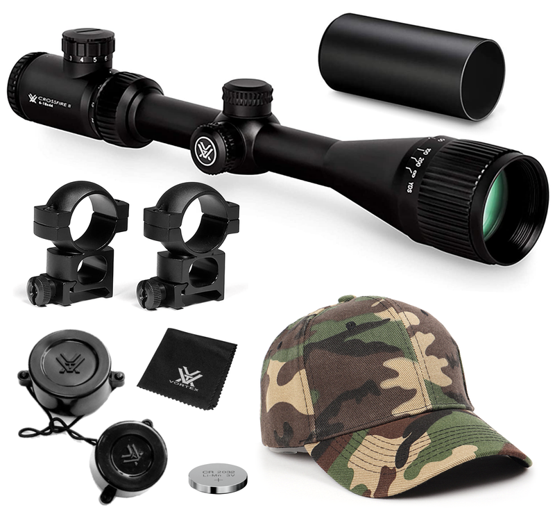 Vortex Optics Crossfire II 6-18X44 AO Riflescope V-Brite (MOA) Reticle, 1 inch Tube with Hat