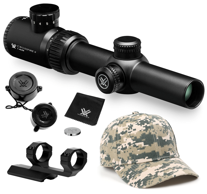 Vortex Optics Crossfire II 1-4x24 SFP Riflescope, V-Brite Illuminated Reticle (MOA), 30mm Tube with Wearable4U Bundle