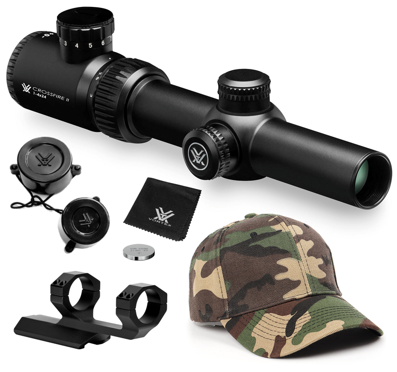 Vortex Optics Crossfire II 1-4x24 SFP Riflescope, V-Brite Illuminated Reticle (MOA), 30mm Tube with Wearable4U Bundle