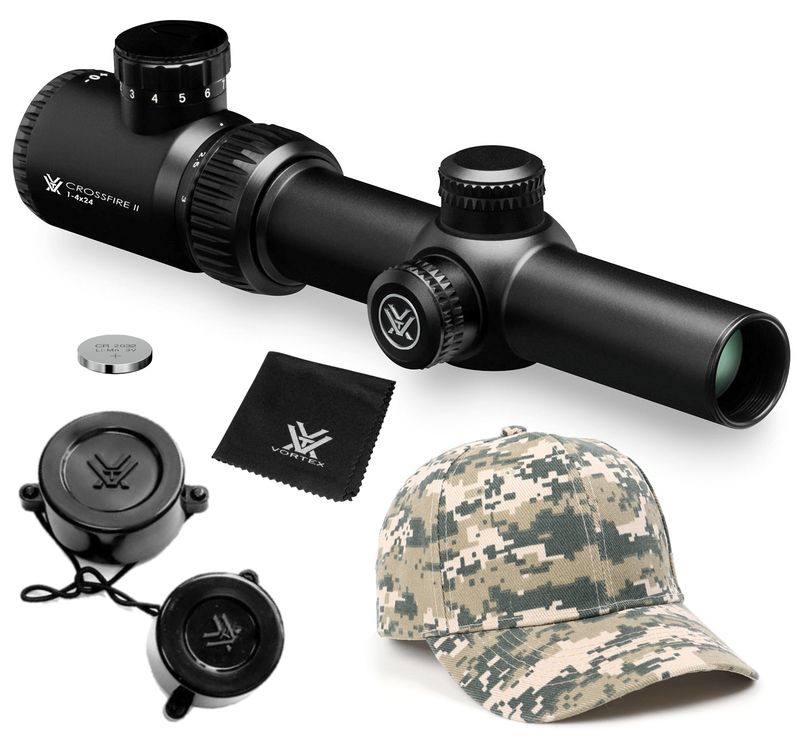 Vortex Optics Crossfire II 1-4x24 SFP Riflescope, V-Brite Illuminated Reticle (MOA), 30mm Tube with Wearable4U Bundle