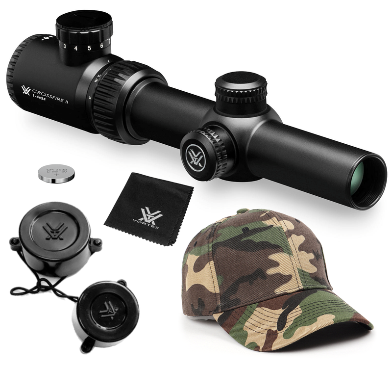 Vortex Optics Crossfire II 1-4x24 SFP Riflescope, V-Brite Illuminated Reticle (MOA), 30mm Tube with Wearable4U Bundle