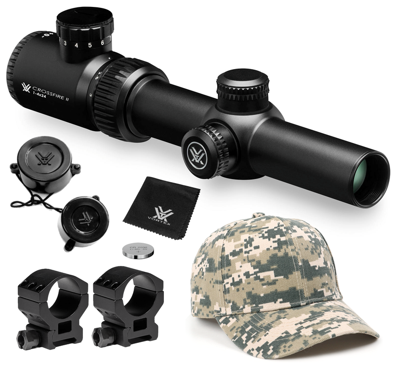 Vortex Optics Crossfire II 1-4x24 SFP Riflescope, V-Brite Illuminated Reticle (MOA), 30mm Tube with Wearable4U Bundle