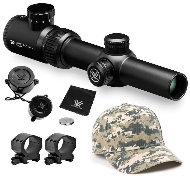 Vortex Optics Crossfire II 1-4x24 SFP Riflescope, V-Brite Illuminated Reticle (MOA), 30mm Tube with Wearable4U Bundle