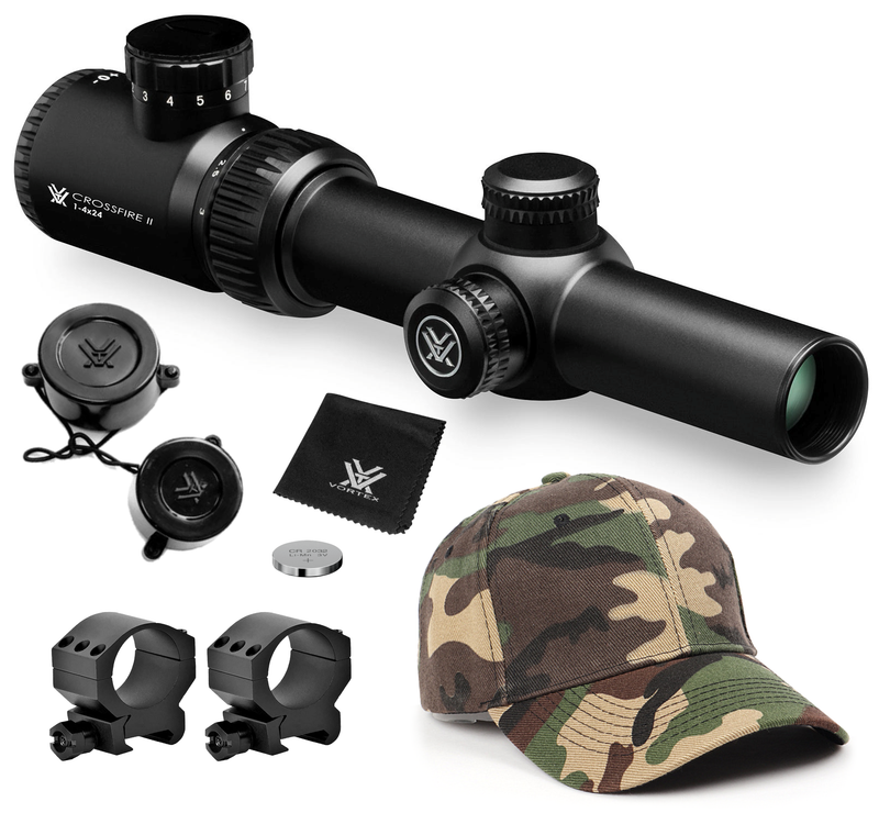 Vortex Optics Crossfire II 1-4x24 SFP Riflescope, V-Brite Illuminated Reticle (MOA), 30mm Tube with Wearable4U Bundle