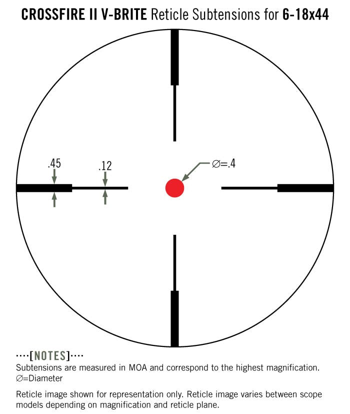 Vortex Optics Crossfire II 6-18X44 AO Riflescope V-Brite (MOA) Reticle, 1 inch Tube with Hat