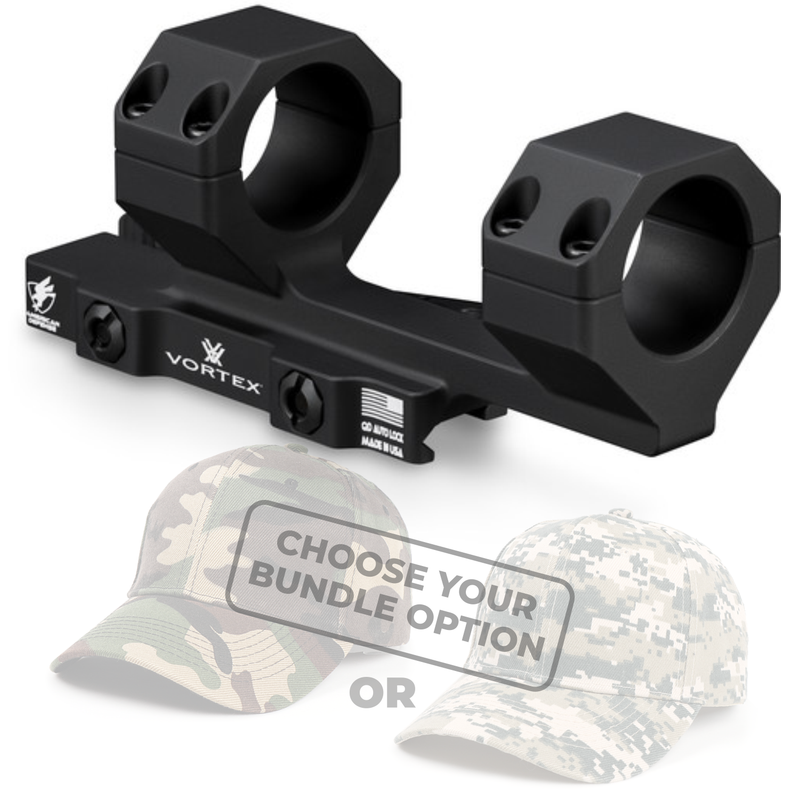 Vortex Optics Precision Quick-Release Extended Cantilever Mount 30mm 1.45in (CM-404) with Free Hat Bundle