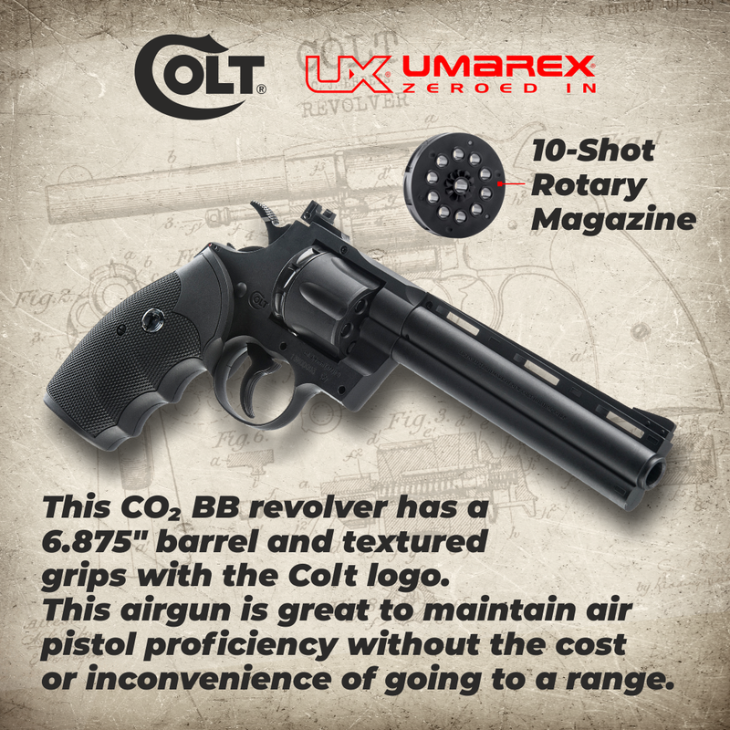Colt Python Revolver .177 Caliber BB Gun Air Pistol with Wearable4U Bundle